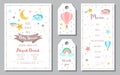 Baby Shower invitation templates banners Menu, Thank YouÃÂ Moon Star rainbow Vector illustration